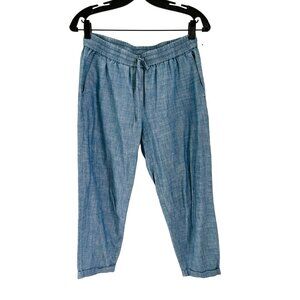 J.Crew Chambray Pants Elastic Waist Drawstring Summer Joggers Size 6 Blue